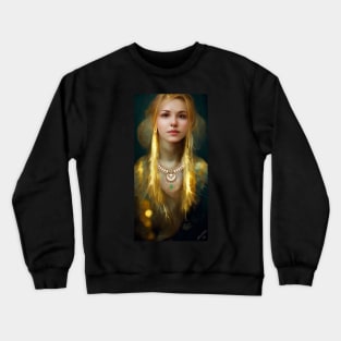 Beautiful Blonde Woman, Abby, in Gold and Gems - Attractive Portrait Crewneck Sweatshirt